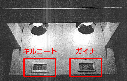 実験デモ機でのキルコートとガイナの断熱効果の比較